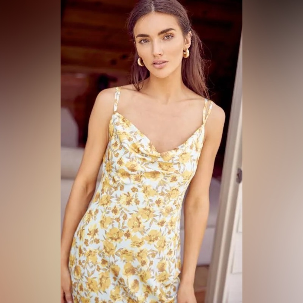 Greylin Linda Satin Printed Slip Dress - Size Medium